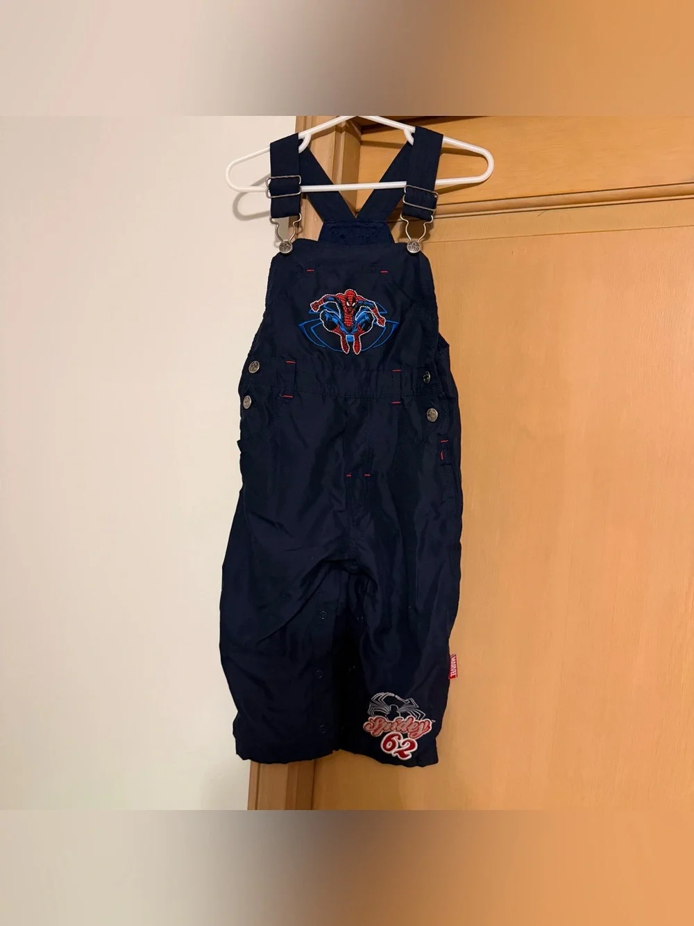 Vintage Spiderman Overalls Boys Toddler Size 24m Blue Y2K Marvel